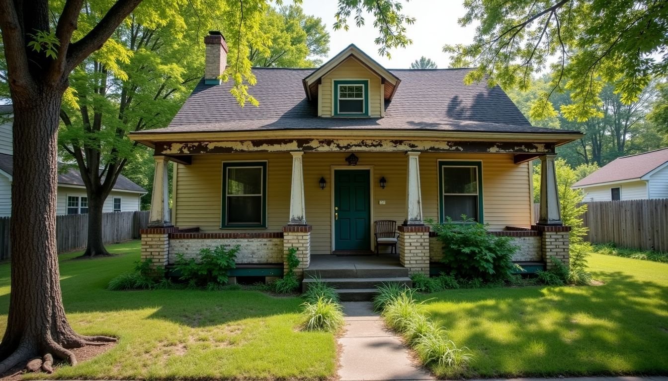 A rundown house in Charlotte, North Carolina with potential for fix-and-flip investors.