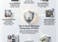 The top 5 U.S home warranty companies of 2026, featuring key details, coverage, and average monthly costs. Discover the best home warranty providers with icons and brief descriptions for each company.