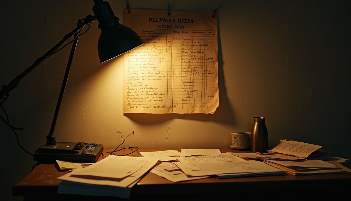 A cluttered office desk contrasts chaotic notes with organized data, embodying the tension between intuition and rational analysis.