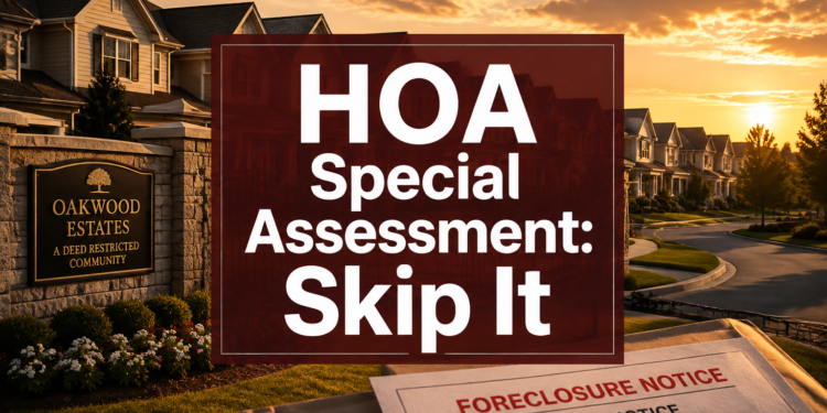 HOA Special Assessment: Skip It and They Can Foreclose