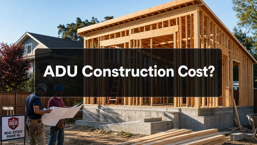 Detached accessory dwelling unit under construction in a residential backyard