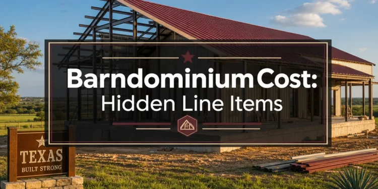 Completed barndominium with metal siding and a covered porch on rural acreage