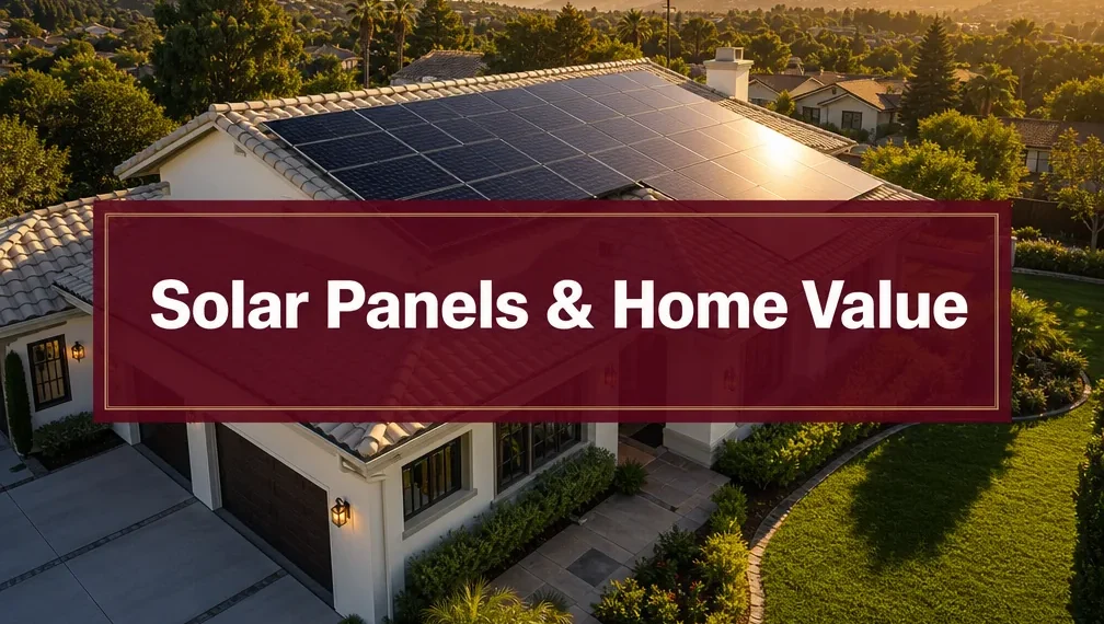 Rooftop solar panel array on a suburban single family home
