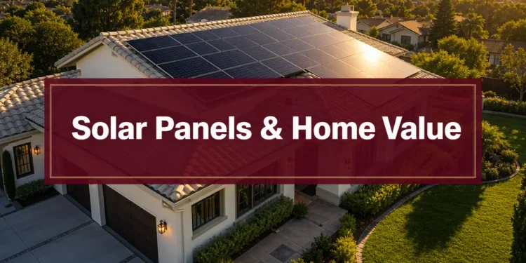 Rooftop solar panel array on a suburban single family home