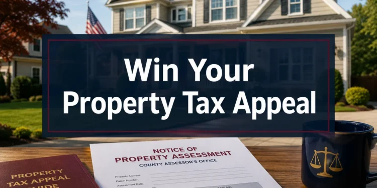 Homeowner organizing comparable sales documents for a property tax appeal hearing