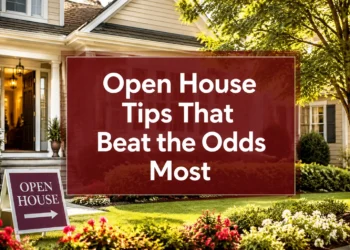 Open house sign in front of a staged home ready for buyer showings