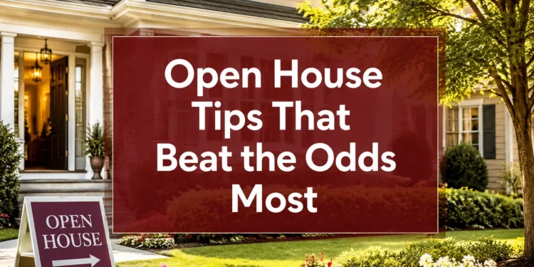 Open house sign in front of a staged home ready for buyer showings