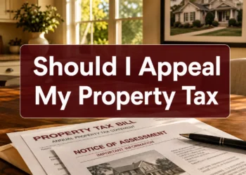 Property tax assessment notice open on a homeowner's desk