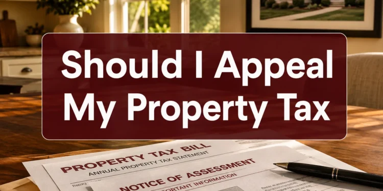 Property tax assessment notice open on a homeowner's desk