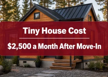 Modern tiny house on a permanent foundation on a small residential lot